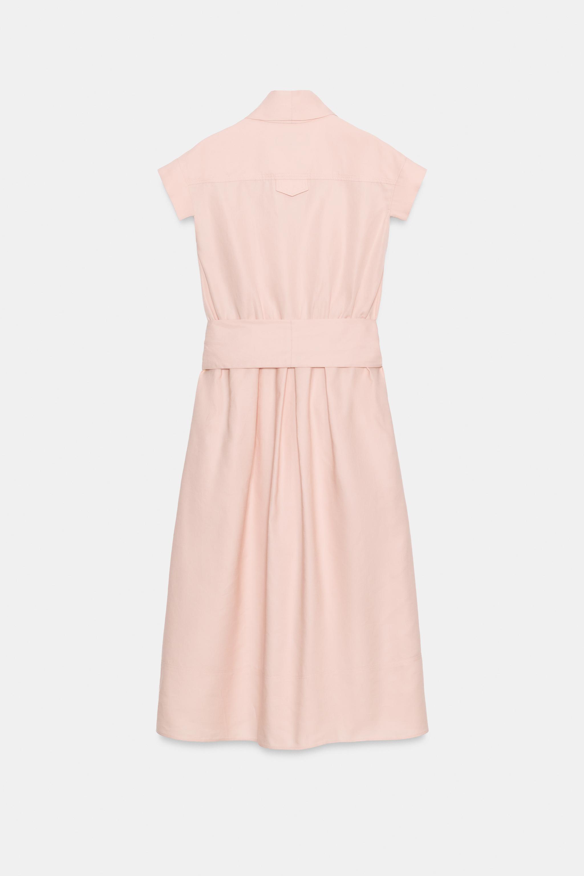 Женские платья Zara ZW COLLECTION BELTED SHIRT DRESS — фото 6