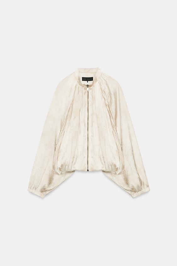 CRINKLED EFFECT FLORAL JACKET - Ecru by Zara - Image 0