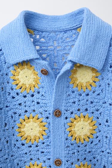 SUN CROCHET KNIT SHIRT - Light blue by Zara - Image 2