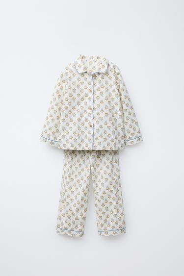 3-6 YEARS/ FLORAL SHIRT AND TROUSERS PYJAMAS - camel by Zara