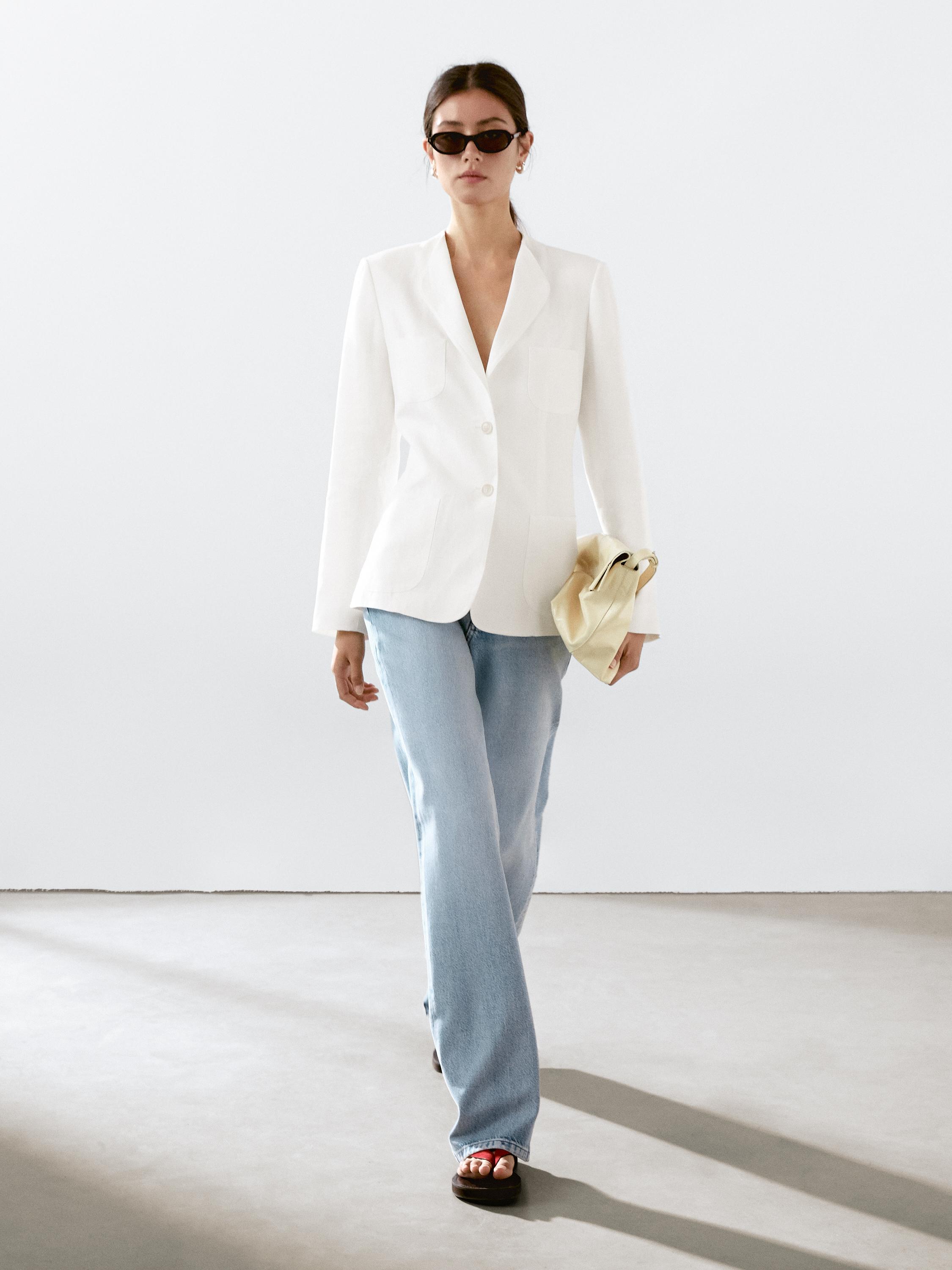 Blazer 100 % lin à revers