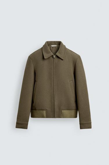 Zara CLOTH PADDED JACKET - Greenish
