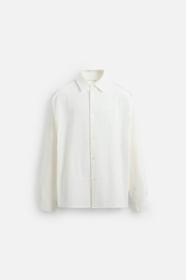 TEXTURED SHIRT WITH PIPING - White by Zara