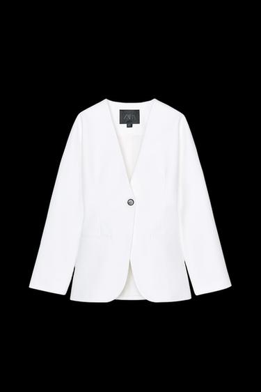 ZW COLLECTION 100% LINEN TAILORED BLAZER - Oyster-white by Zara - Image 0