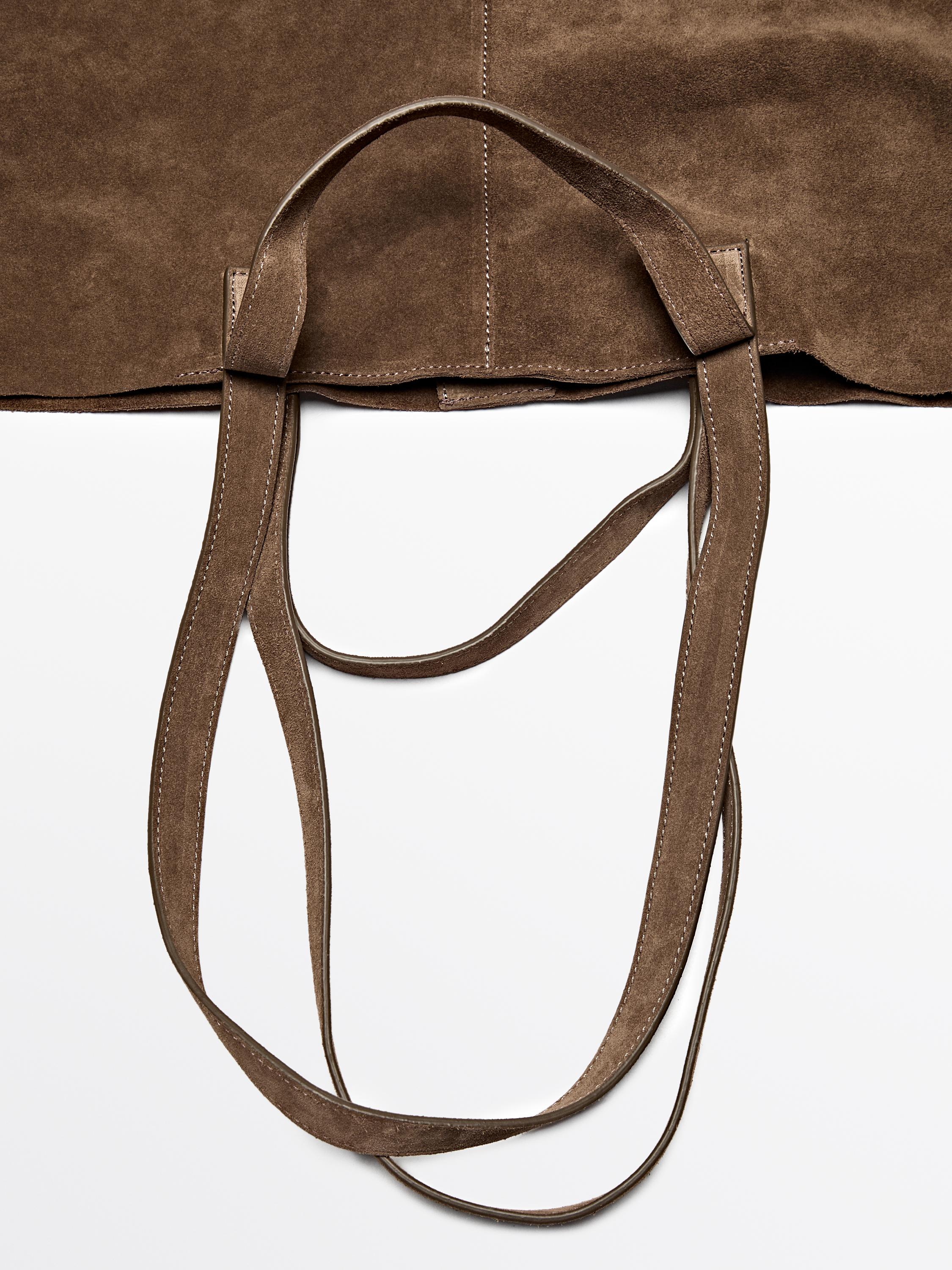 Grand sac cabas en croûte de cuir