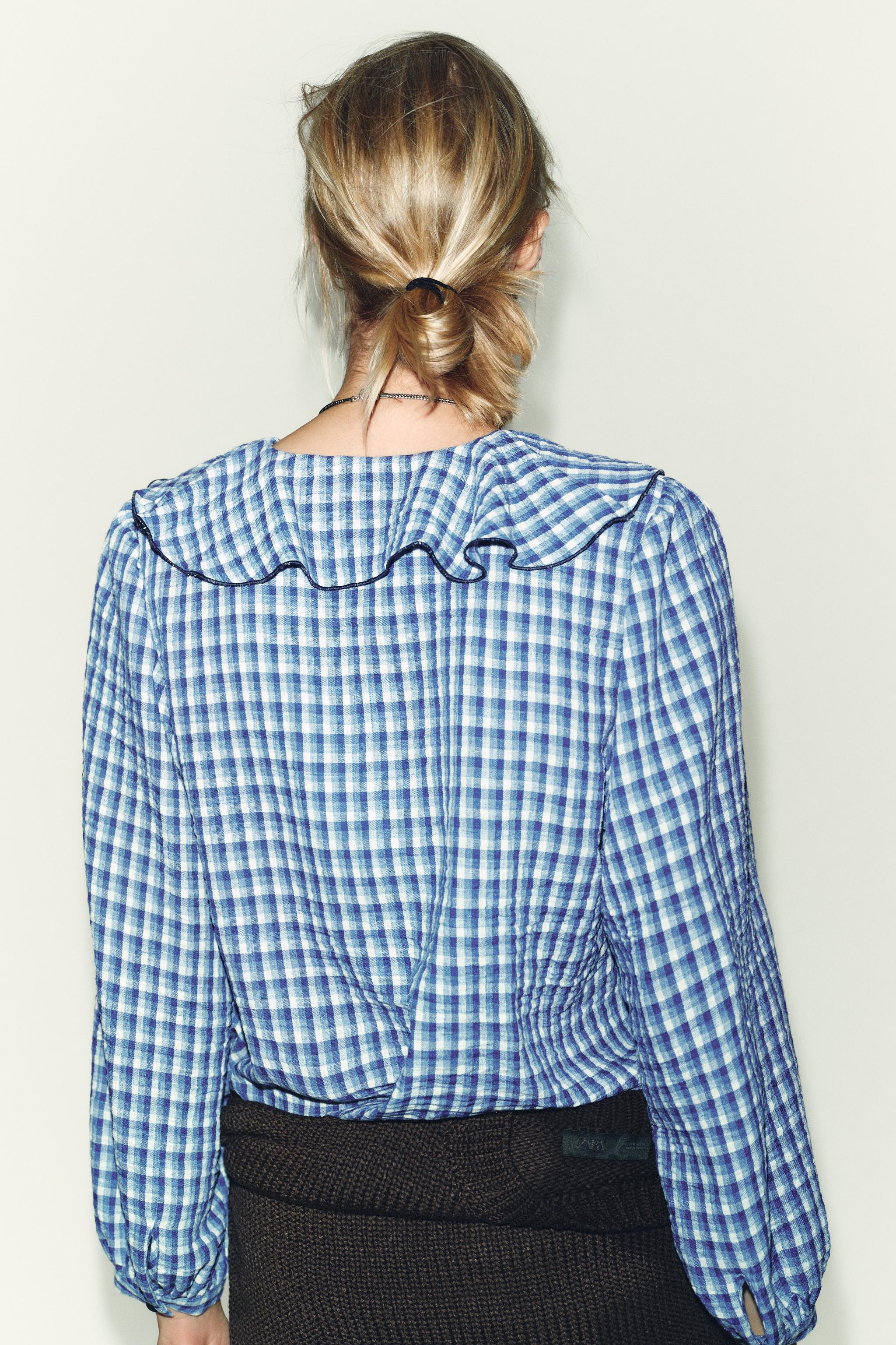 BLOUSE À VOLANTS ET CARREAUX VICHY