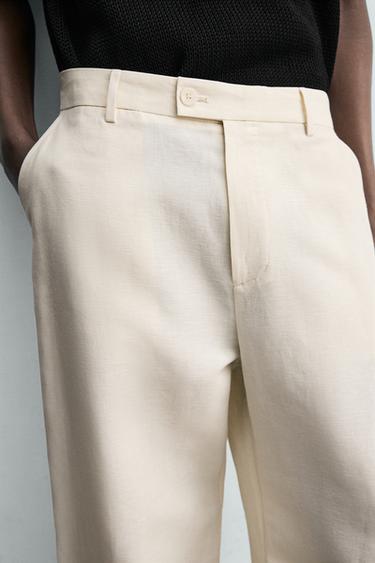 PANTALON COUPE DÉCONTRACTÉE À PLIS - Beige clair de Zara - Image 4