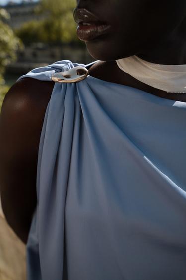 SATIN TOP WITH HARDWARE - Blue / Grey by Zara - Image 4