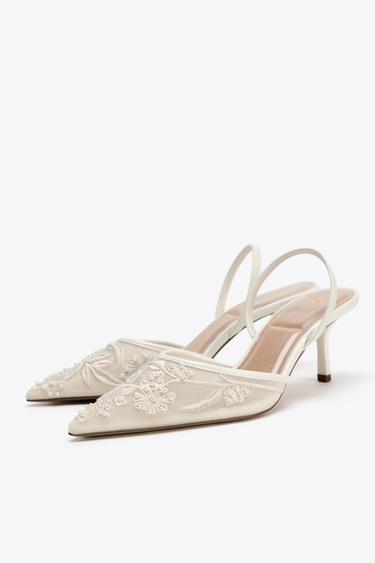 EMBROIDERED MESH SLINGBACKS - White by Zara - Image 2