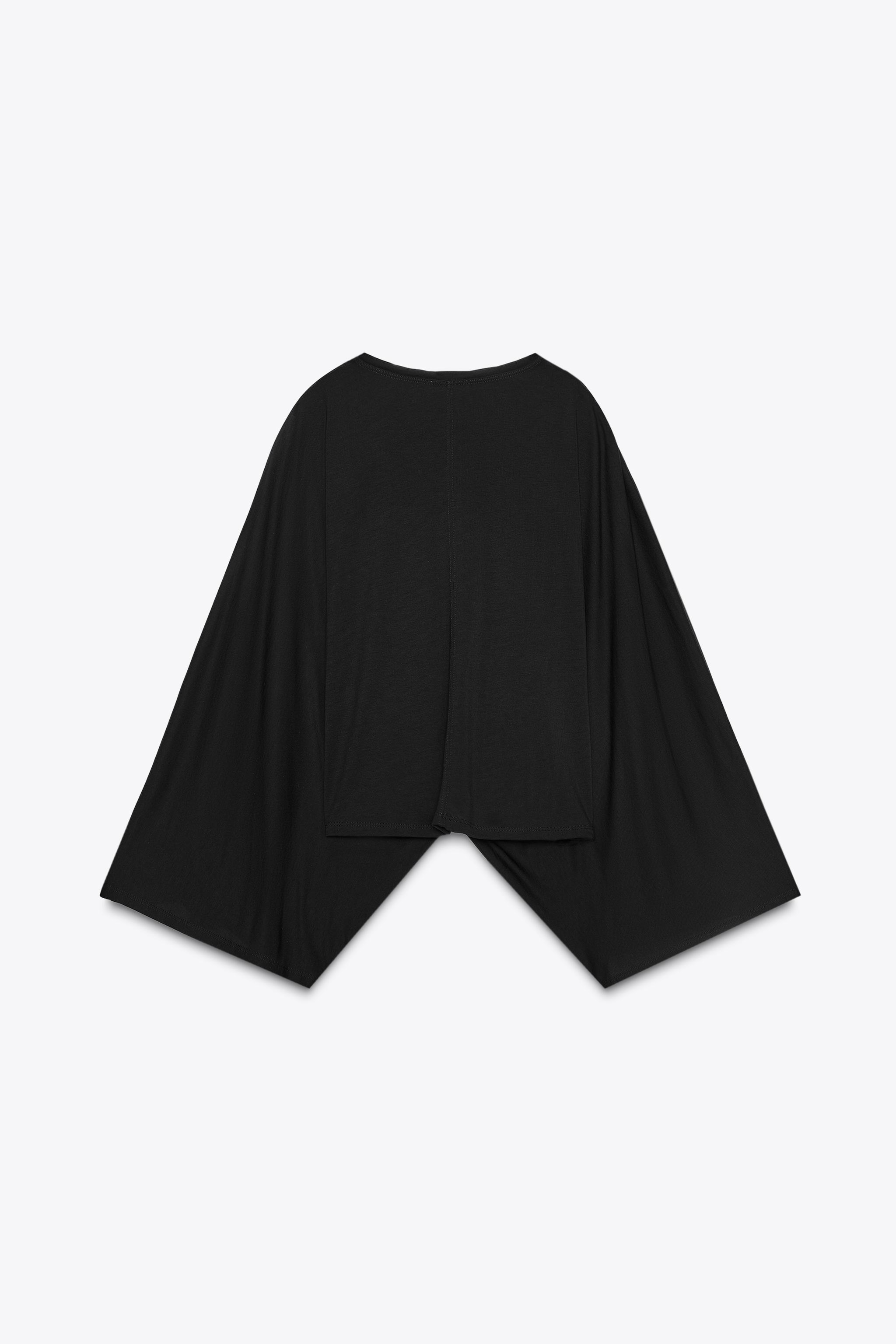 ZARA 新品 完売 アシンメトリー ニットケープ ブラックMサイズ フルイド アシンメトリー ケープ - ブラック | ZARA Japan / 日本