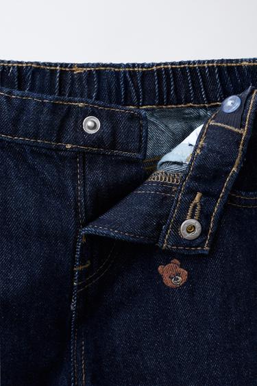 JEAN JUPE-CULOTTE OURS BRODÉS - Bleu de Zara - Image 2