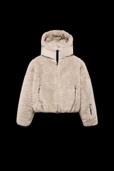 Zara SHORT FAUX FUR HOODIE RECCO® TECHNOLOGY SKI COLLECTION - Mink - Image 0