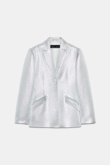 Zara SHINY BLAZER ZW COLLECTION - Silver