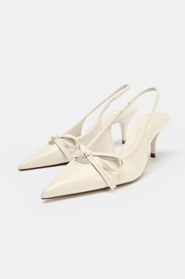 SLINGBACK SHOES WITH BOW - White by Zara - Image 1
