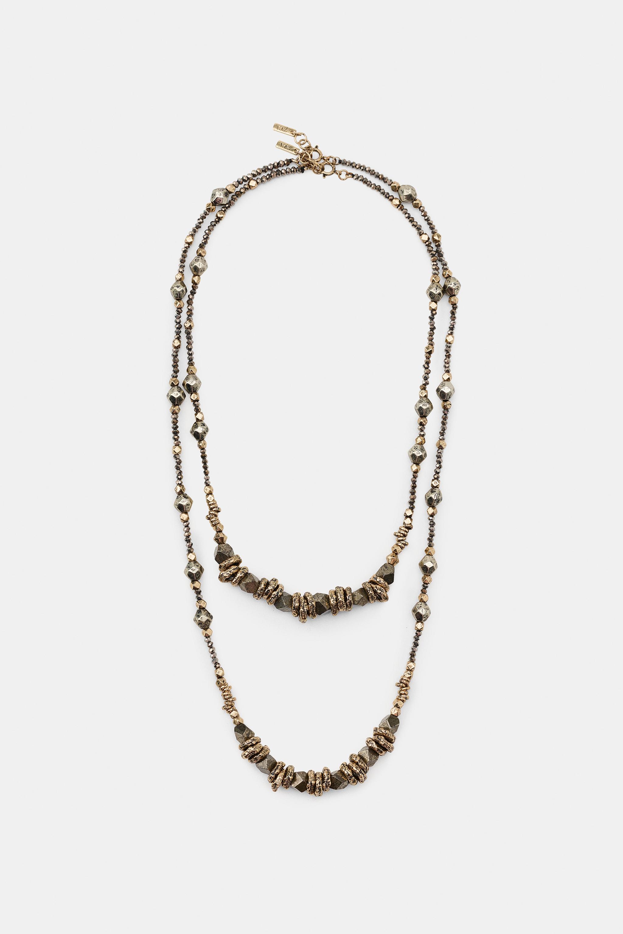 PACK OF 2 COMBINED PIECE NECKLACES — Aged gold