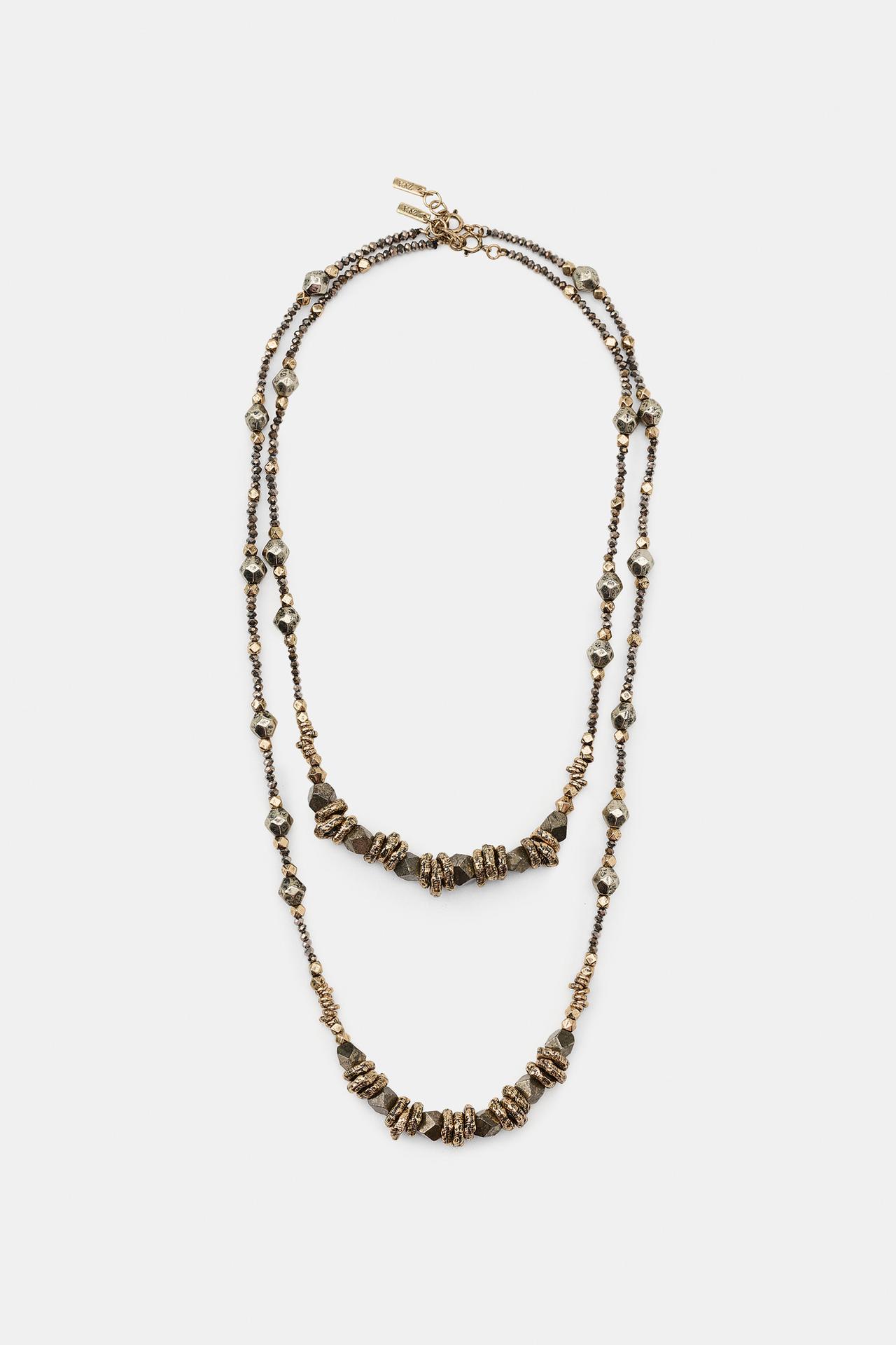 PACK OF 2 COMBINED PIECE NECKLACES — Aged gold