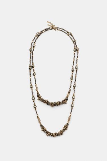 PACK OF 2 MIXED PIECE NECKLACES - Aged gold by Zara