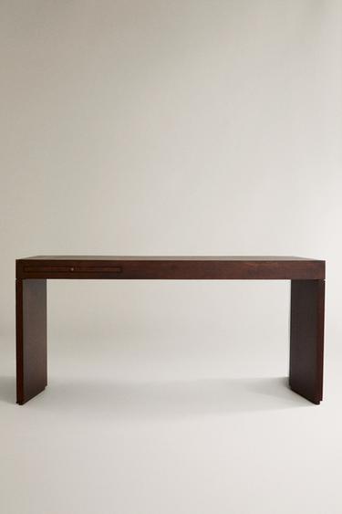 Zara WOOD AND LEATHER DESK - Dark brown