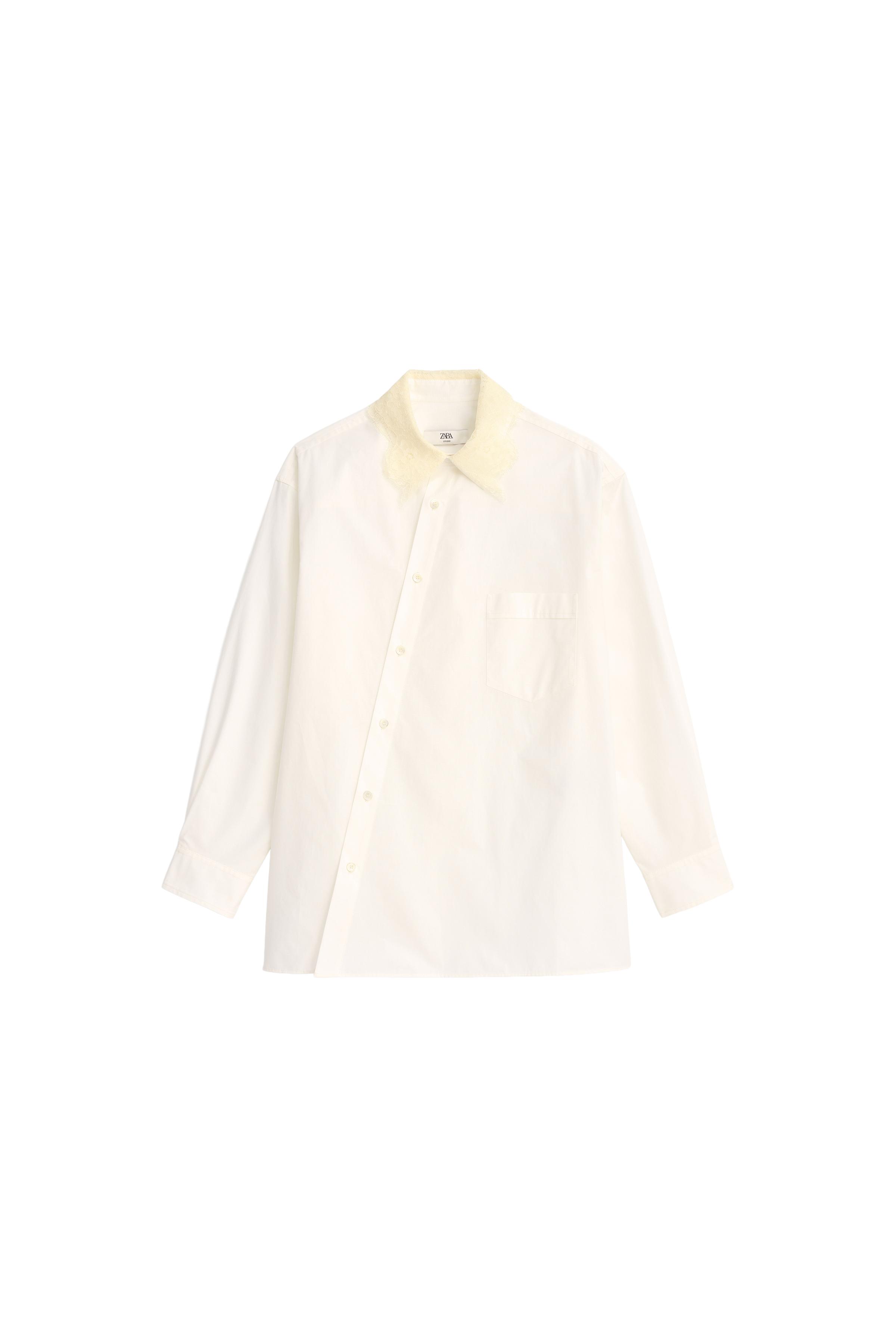 LIMITED EDITION レース襟ポプリンシャツ - ホワイト | ZARA Japan / 日本