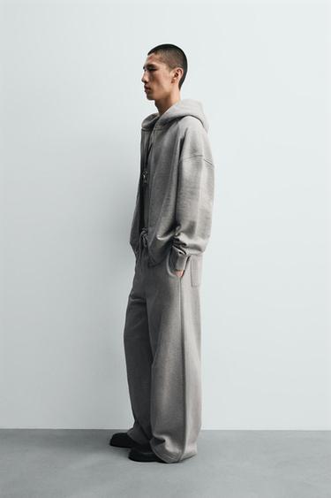 WIDE-LEG TROUSERS WITH SEAM DETAIL - Grey marl by Zara