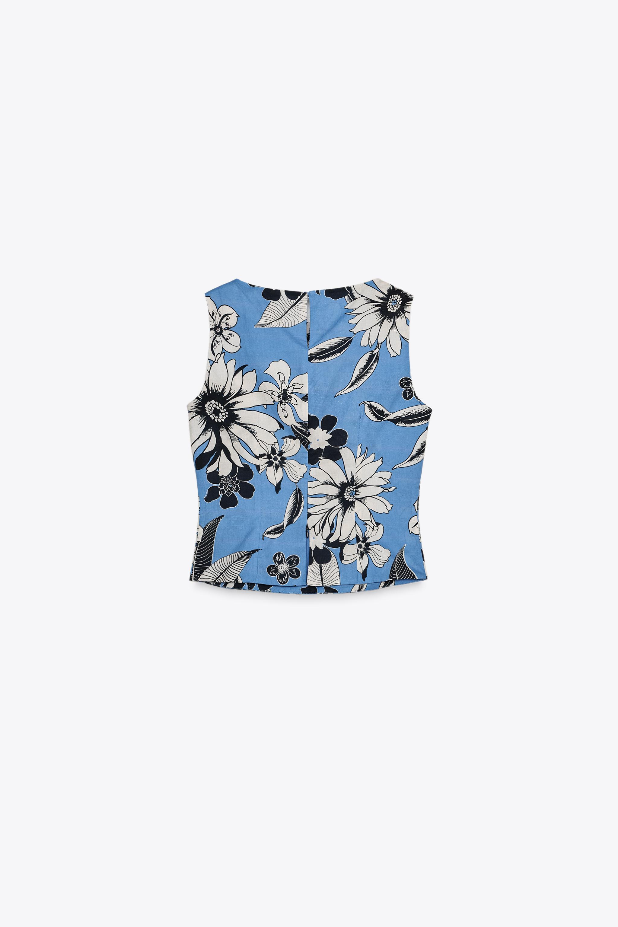 ZW COLLECTION PRINT TOP - Bluish | ZARA United States