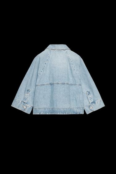 Zara TRF DENIM CAPE JACKET - Mid-blue