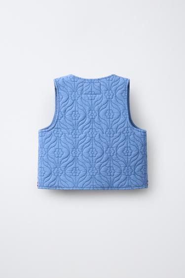 GILET TEXTURÉ BRODÉ - Bleu de Zara - Image 1