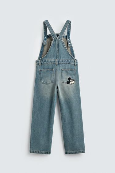 MICKEY MOUSE EMBROIDERED DENIM DUNGAREES HARRY LAMBERT FOR ZARA X DISNEY - Turquoise by Zara - Image 1