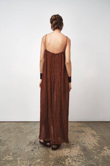 ROBE LONGUE AVEC RAMIE ZW COLLECTION - Marron de Zara - Image 4