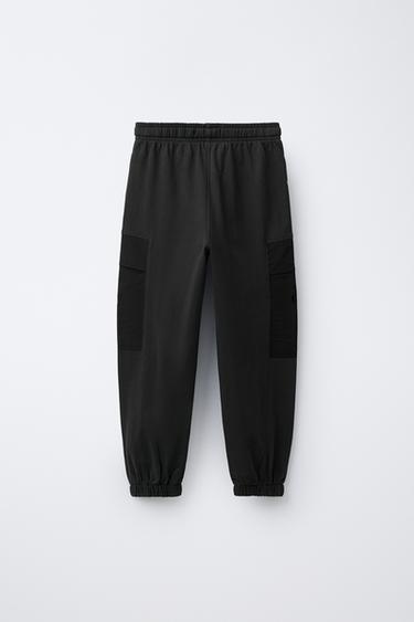 PANTALON DE JOGGING EN MOLLETON ASSOCIÉ - Noir de Zara - Image 1