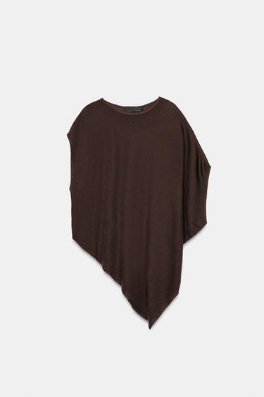 Zara ASYMMETRIC KNIT TOP - Brown