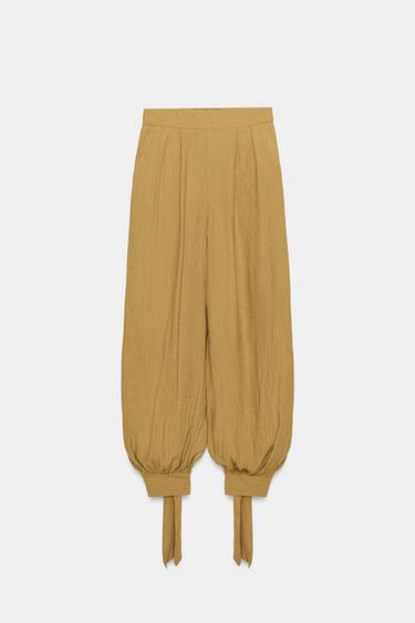 PANTALÓN BOMBACHO LAZOS - Mostaza de Zara