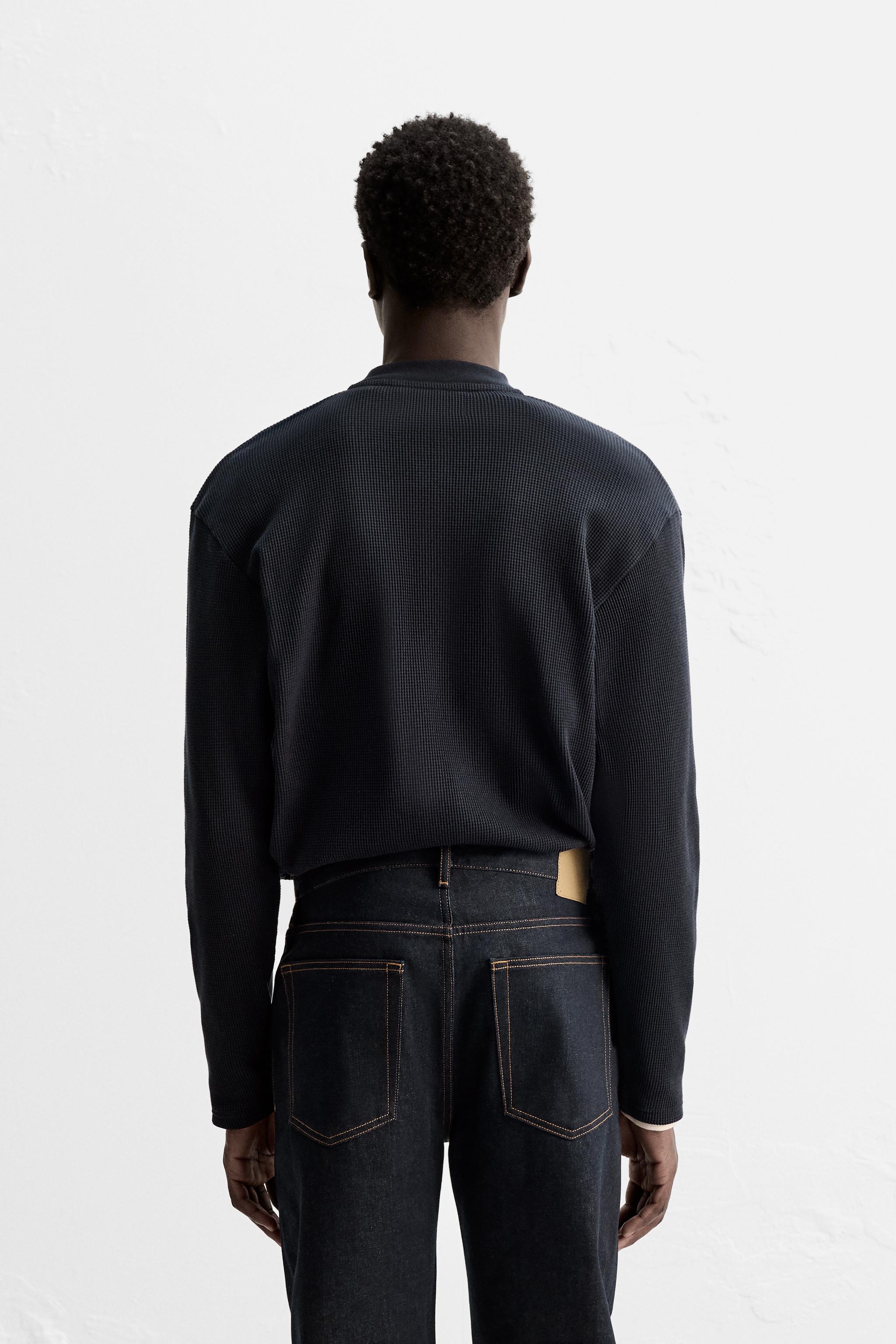 ボタンネック チェックTシャツ - ダークネイビーブルー | ZARA