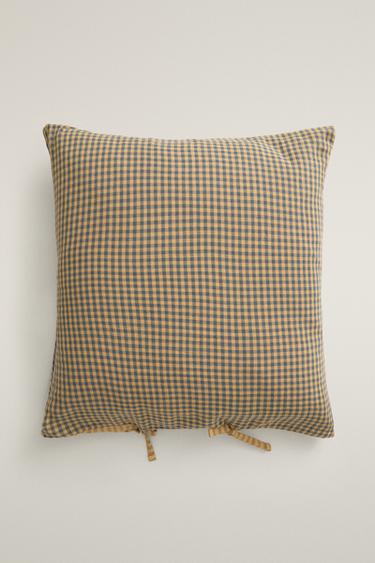 KIDS CHECK CHIFFON PILLOW — Navy blue 2
