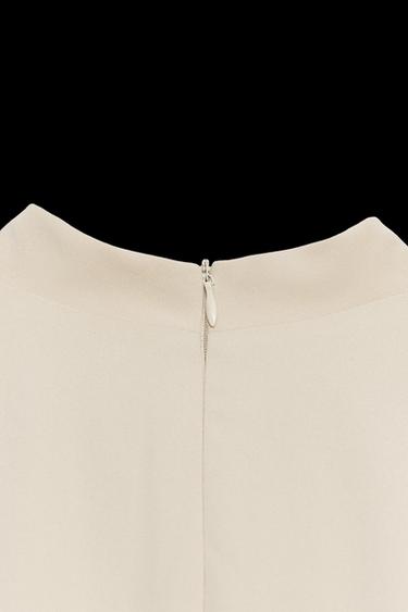Zara SHORT DRAPED NECK DRESS - Beige