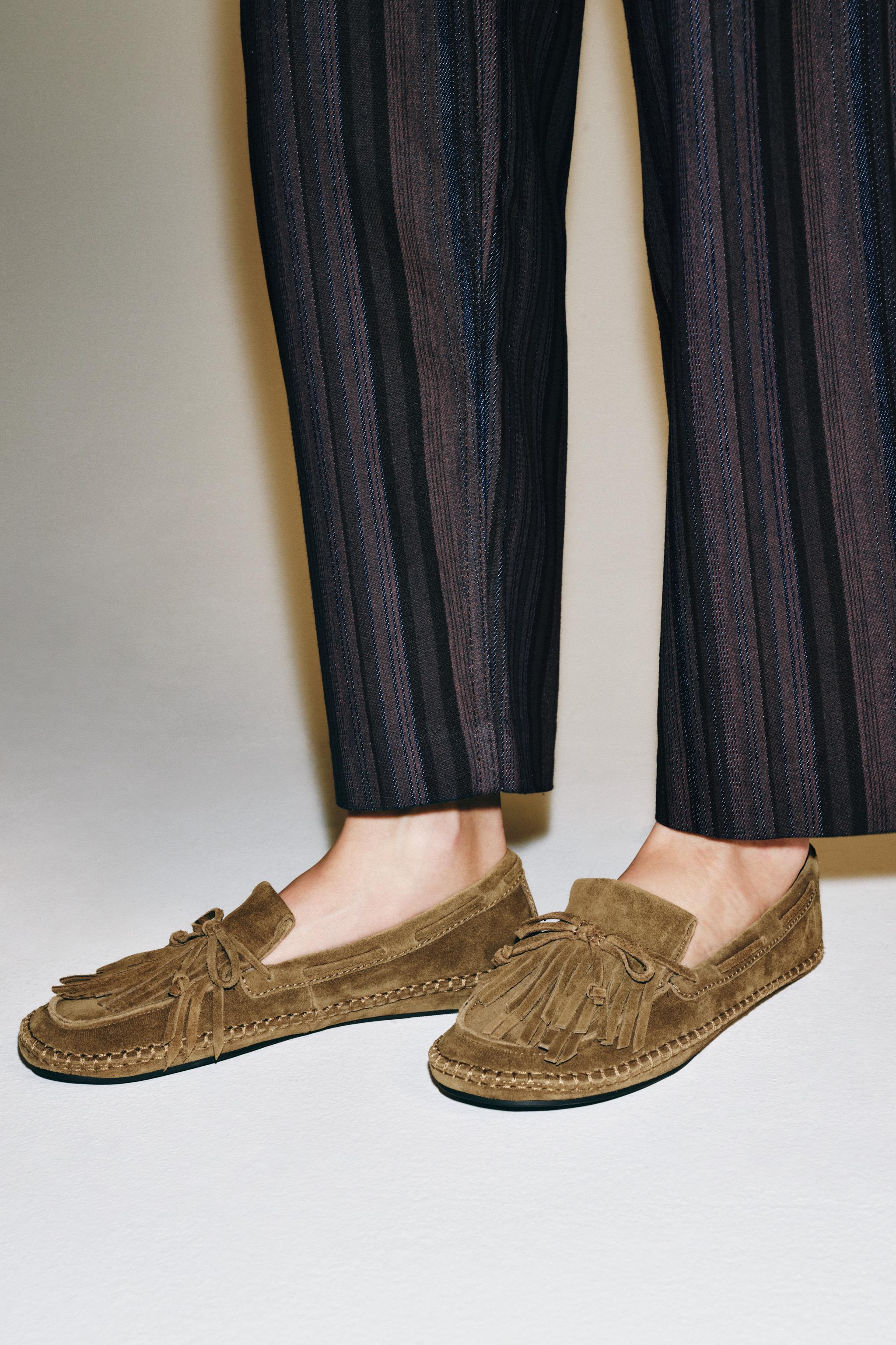 Женские туфли Zara FRINGED SUEDE LOAFERS — фото 2