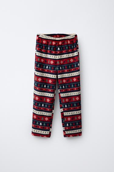 AGES 6-14 / SOFT TEXTURE TREE PRINT PYJAMAS - Red by Zara - Image 3