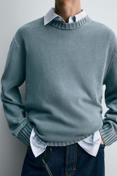 JERSEY ALGODÓN LAVADO - Azul / Gris de Zara