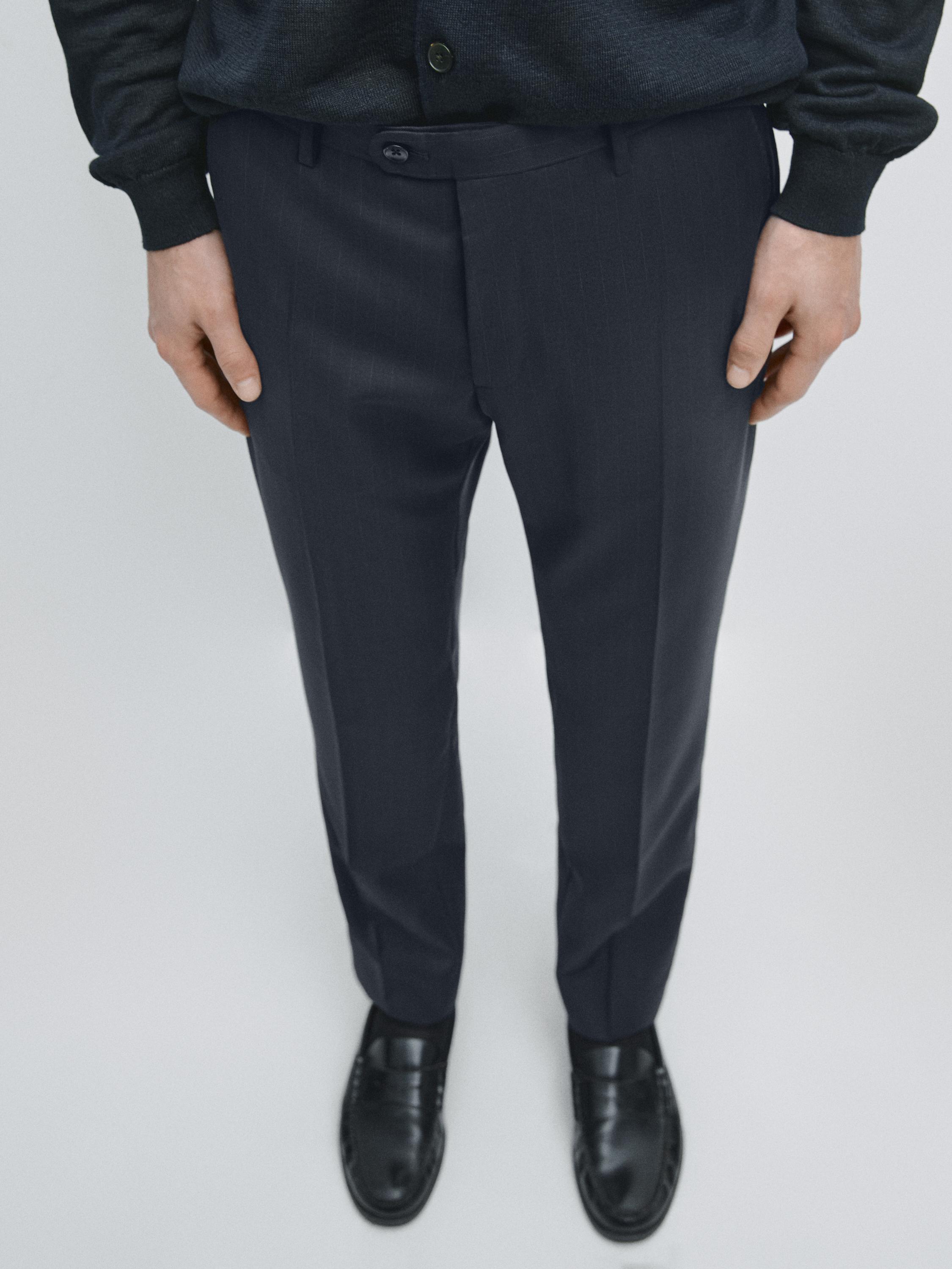 Striped cool wool suit trousers
