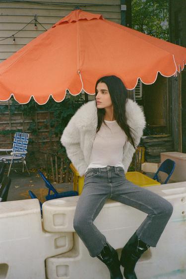 JEANS TRF CROPPED FLARE VITA ALTA - Grigio antracite di Zara