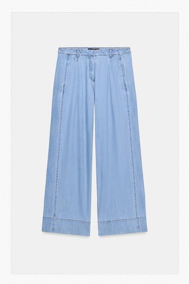 JEANS Z1975 WIDE LEG TIRO MEDIO PINZAS - Azul medio de Zara