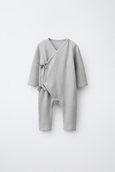 SOFT TOUCH JUMPSUIT WITH TIES - Light grey by Zara