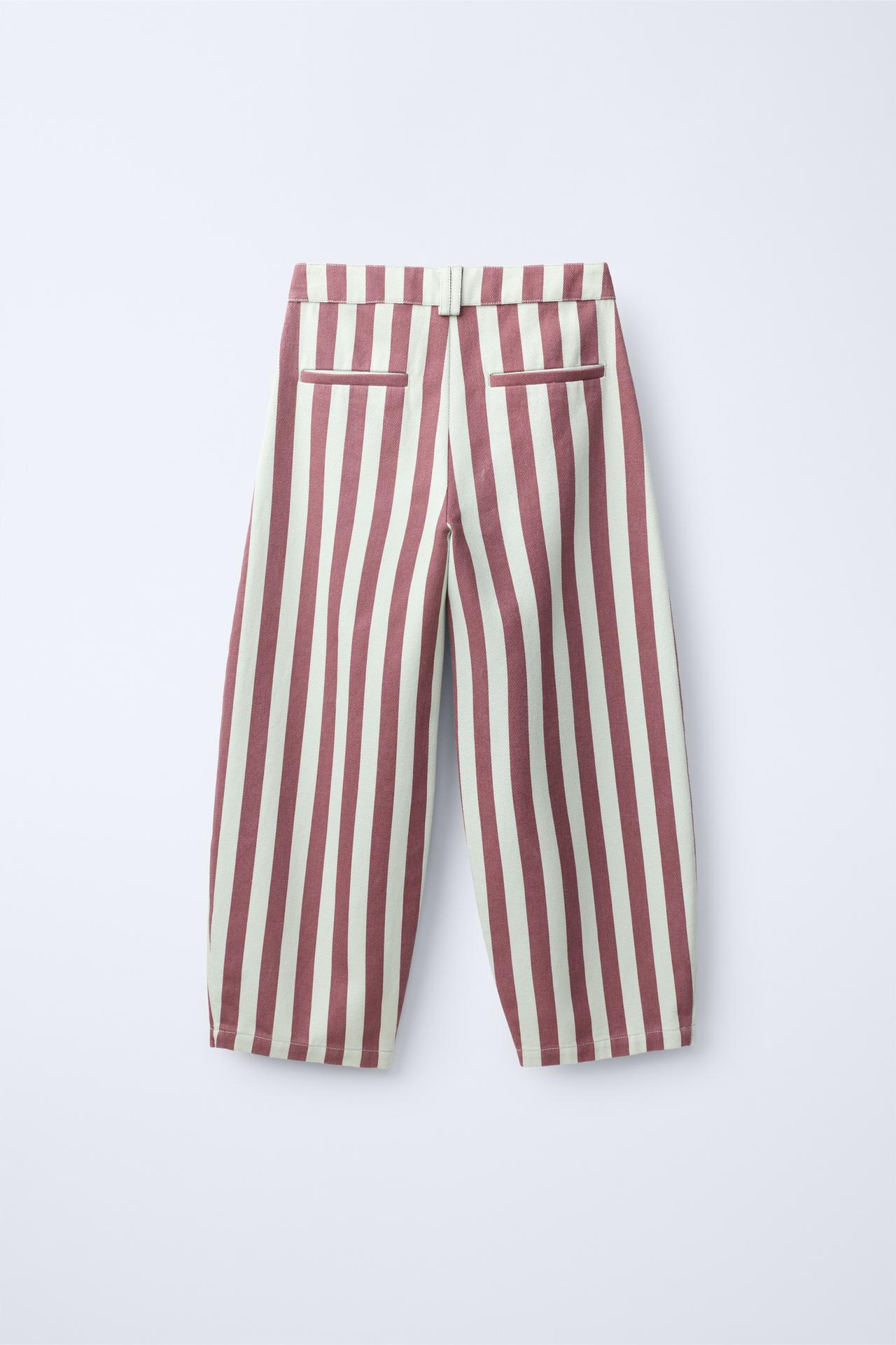 STRIPED BARREL PANTS — Sea green