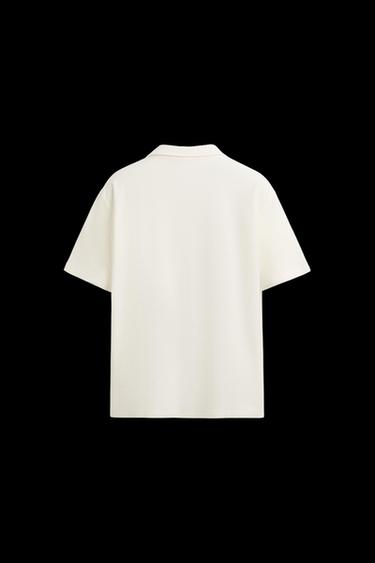 Zara TEXTURED POLO SHIRT - Oyster-white
