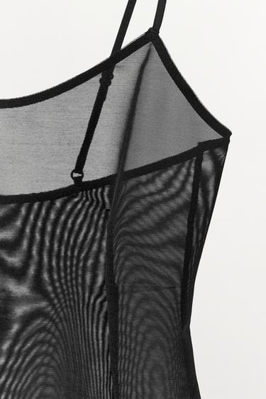 STRAPPY BODYSUIT WITH POLYAMIDE - Black by Zara - Image 5
