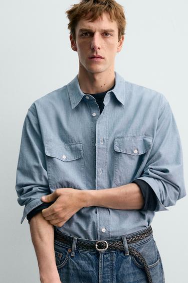 CHEMISE CHAMBRAY EN JEAN AARON LEVINE X ZARA - Bleu moyen de Zara - Image 4