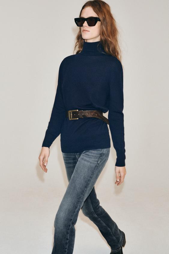 100% EXTRA-SOFT WOOL JUMPER - Navy blue by Zara - Image 0