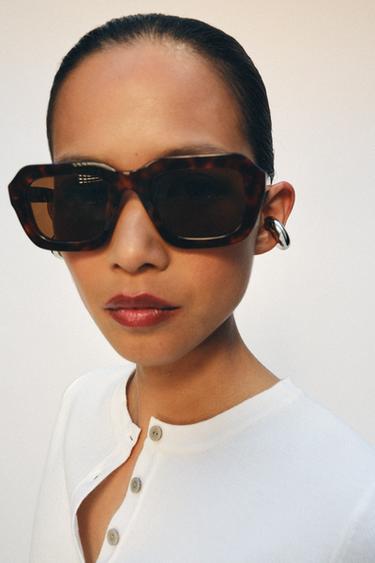 Zara 矩形太陽眼鏡 - 棕色 - 圖片 0