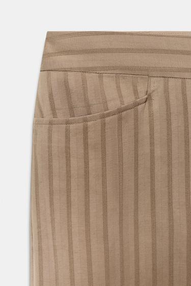 ZW COLLECTION FLARE STRIPED TROUSERS - Pale pink by Zara - Image 7