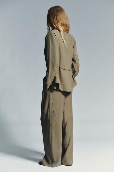 DOUBLE PLEAT TROUSERS WITH FLAPS - Dark khaki by Zara - Image 4